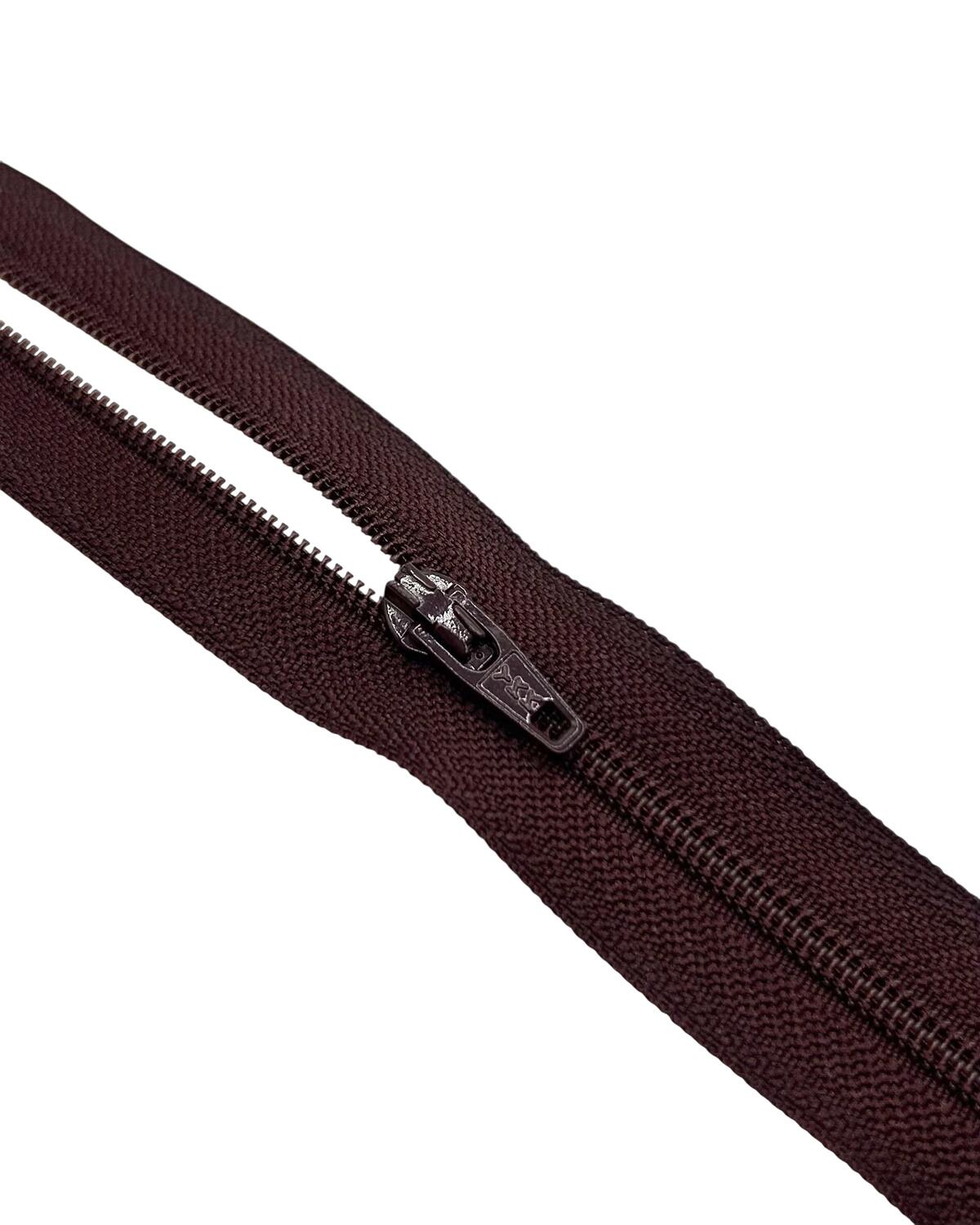 Молния YKK, длина 22 см, витая неразъёмная, Т3, цвет: коричнево-бордовый — фурнитура для шитья в СПб | Ткани Италии