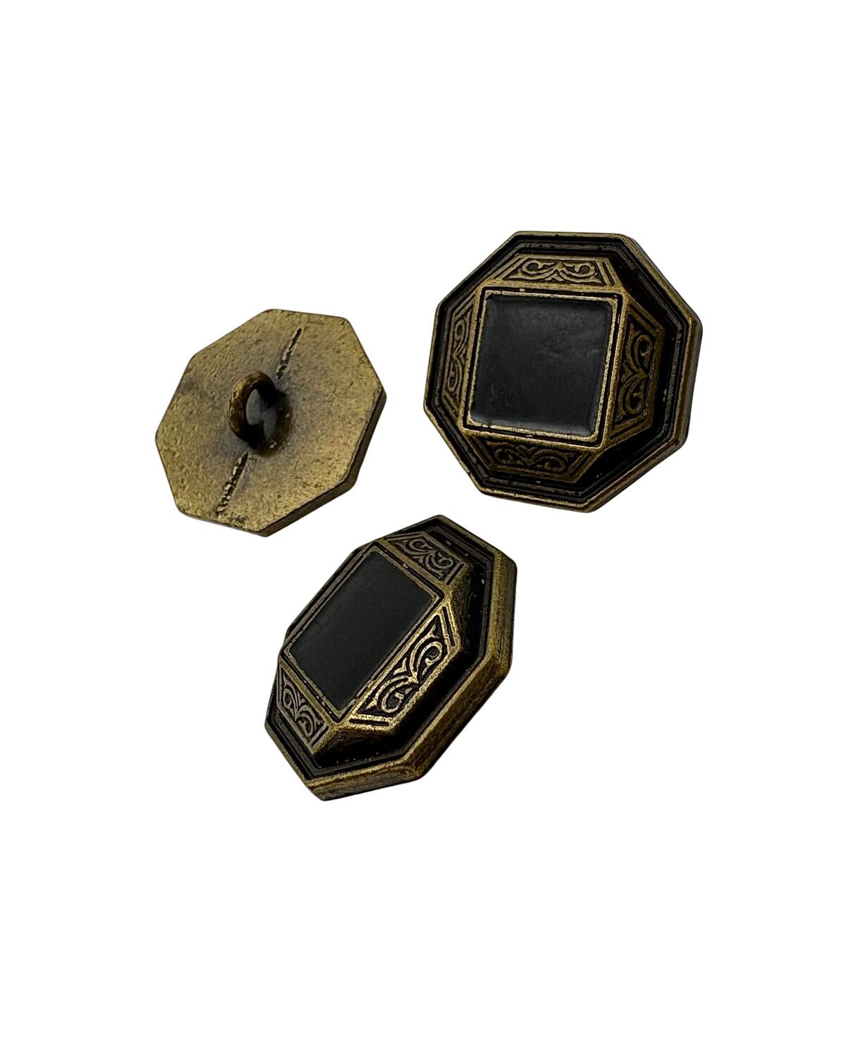Пуговица на ножке, 32L (20 мм), цвет: винтажная бронза с чёрной эмалью — фурнитура для шитья в СПб | Ткани Италии
