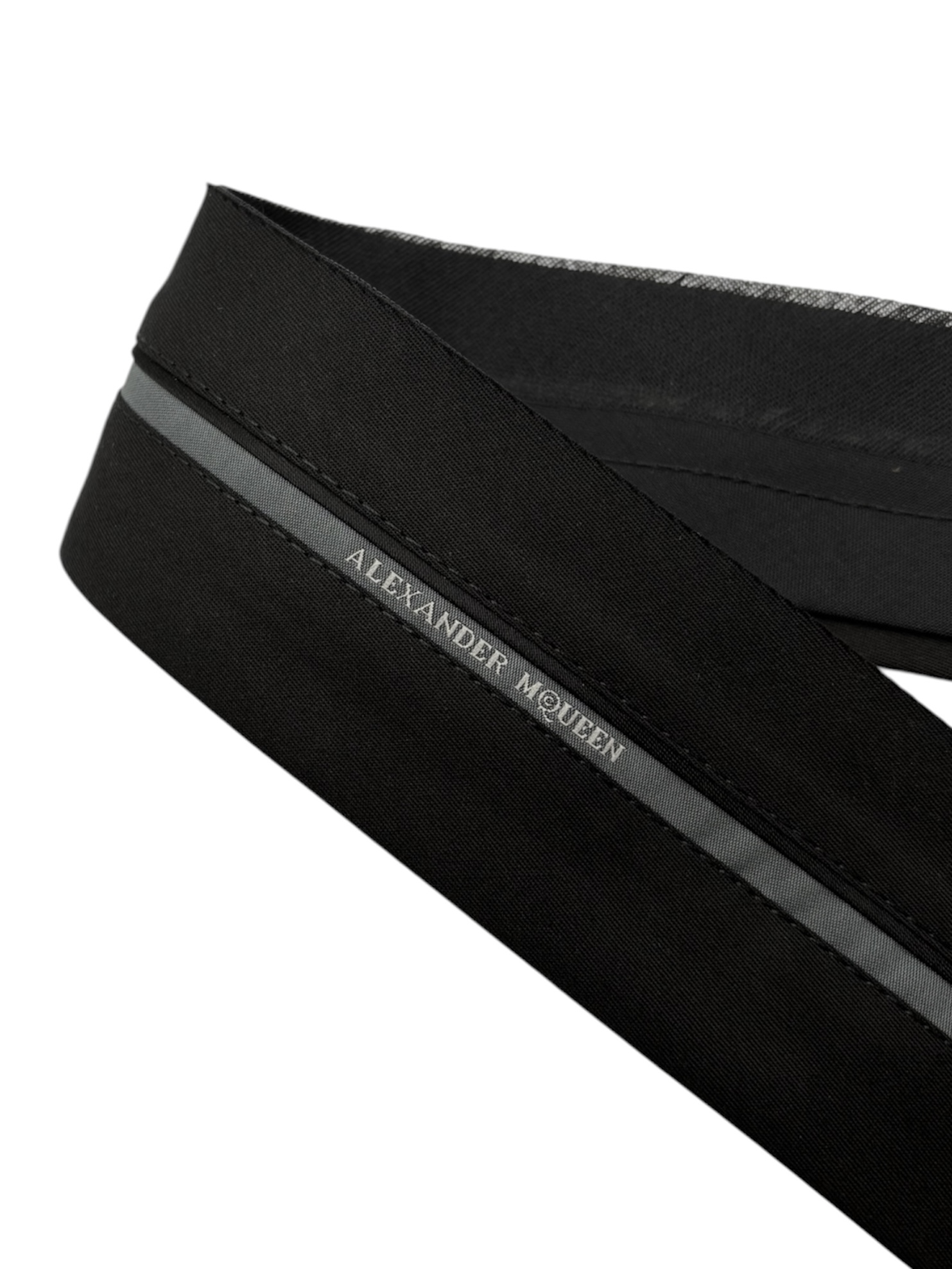 Корсажная лента Alexander McQueen, ширина 57мм, цвет: чёрный с серой полосой ( КОР5148 ) — итальянские ткани купить в СПб | Ткани Италии